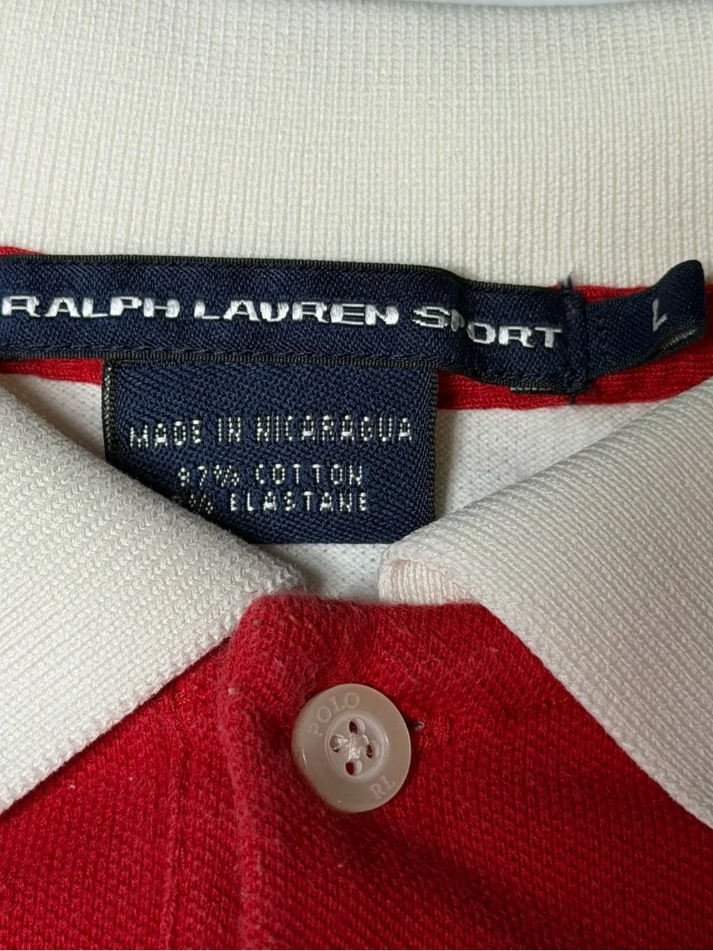 Ralph Lauren Striped Polo Shirt - Red & White | Boys Size L